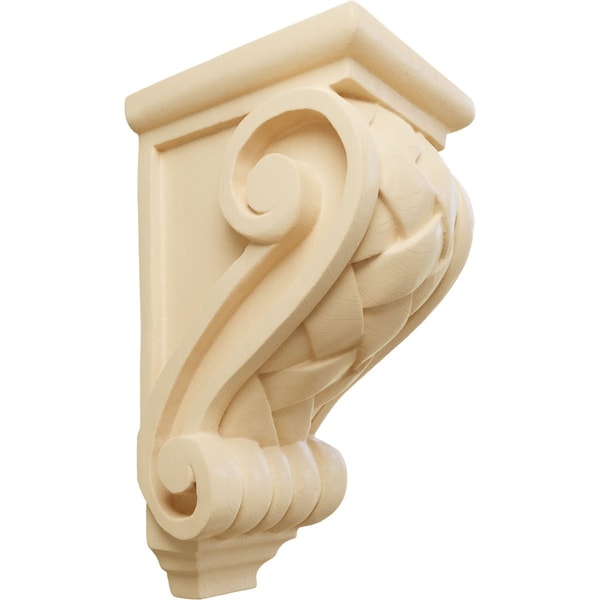Ekena Millwork 3 1/2"W x 4"D x 7"H Small Basket Weave Corbel, Maple CORW03X04X07BWMA - main